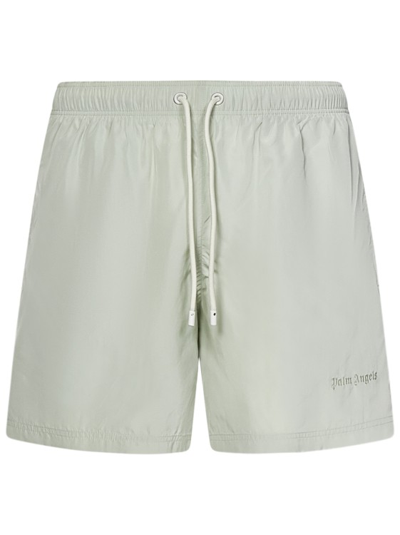 Shop Palm Angels Mint Nylon Swim Shorts In Grey