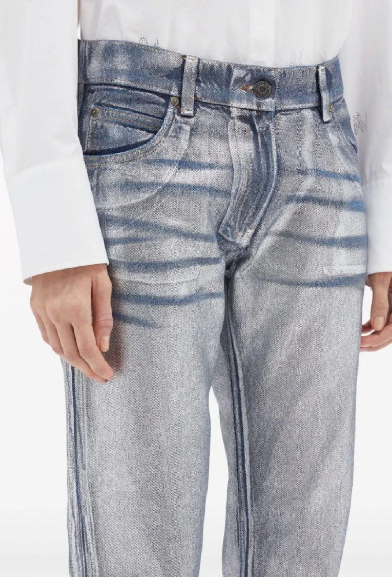 Msgm Straight-leg Trousers With Finish In Blue