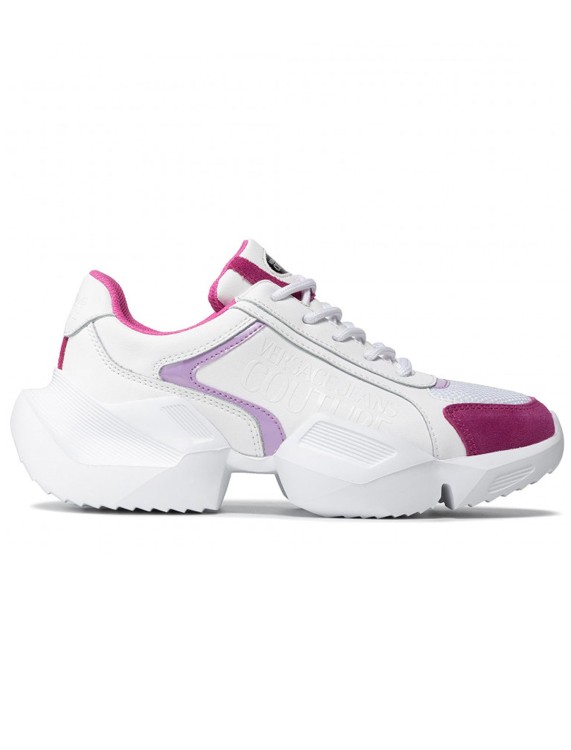 Shop Versace Jeans Couture Leather Sneakers In White