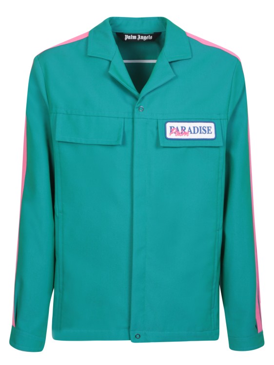 Shop Palm Angels Paradise Light Blue Jacket