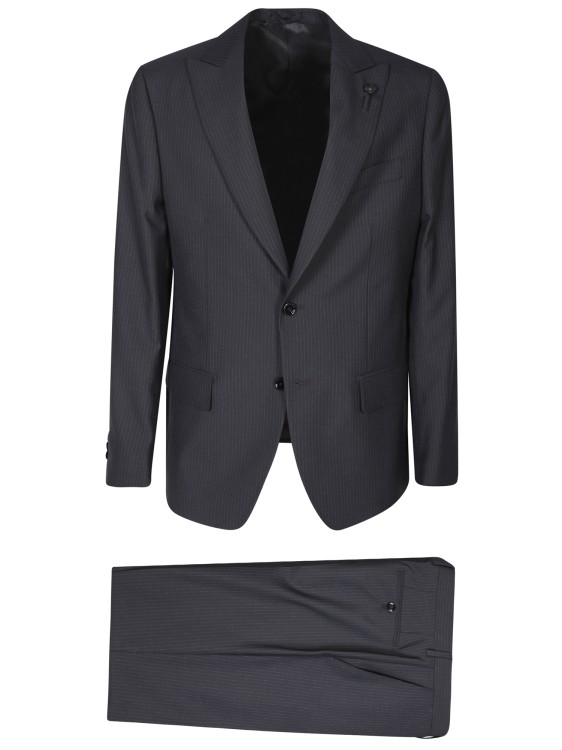 Lardini Wool Suit In Black