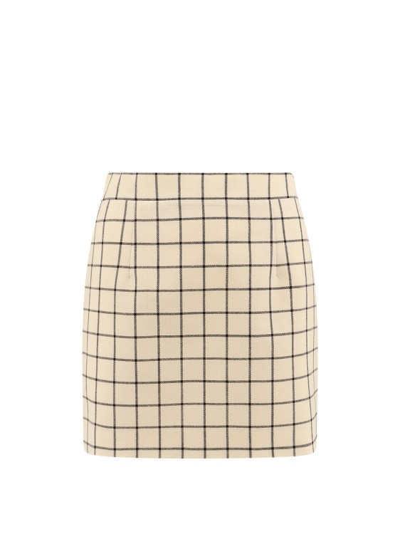 Shop Marni Virgin Wool Skirt With Check Motif In Neutrals