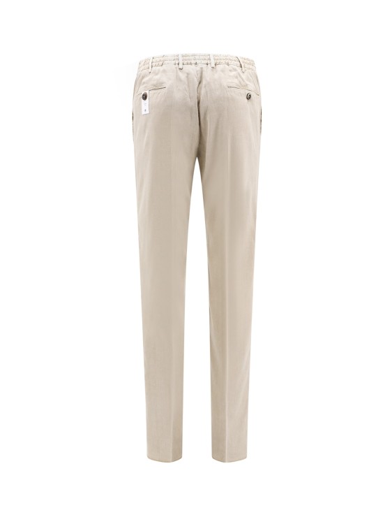 Shop Pt Torino Linen And Cotton Trouser With Drawstring At Waist In Neutrals
