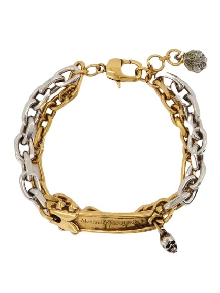 Shop Alexander Mcqueen Punk Stud Bracelet  - Antic Gold/silver - Metal
