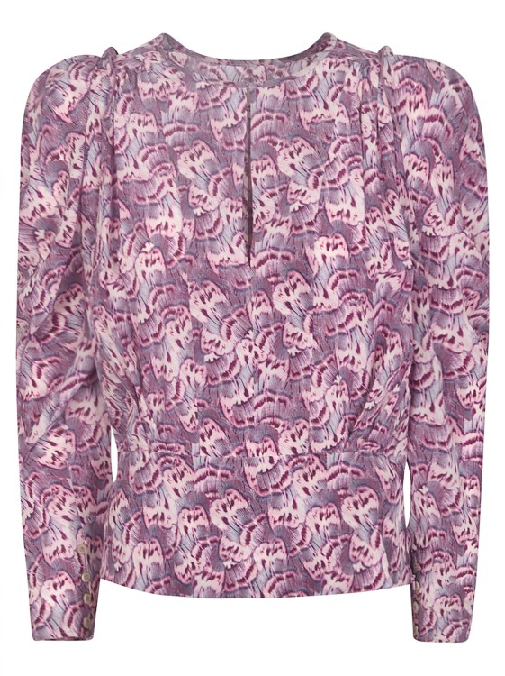 Shop Isabel Marant Purple Silk Blend All-over Graphic Print Top In Pink