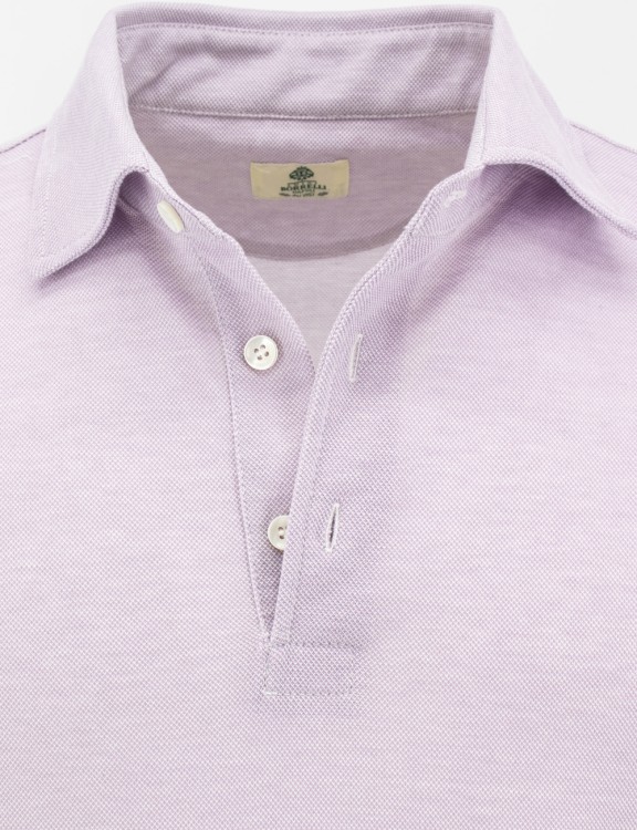 Shop Luigi Borrelli Purple Cotton Polo Shirt In White