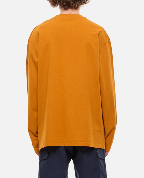Shop Moncler Ls Cotton T-shirt In Orange