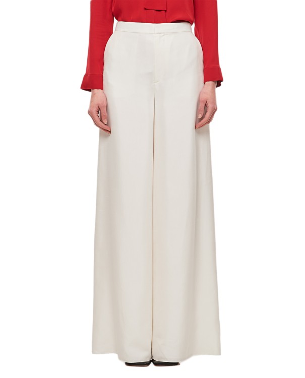 Shop Ralph Lauren Elaine Full Length Silk Trousers In White