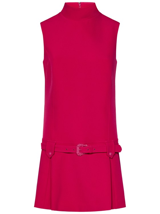 Shop Versace Jeans Couture Sleeveless Fuchsia Bi-stretch Cady Minidress In Pink