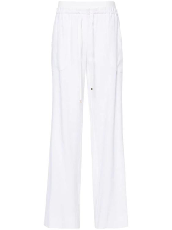 Shop Lorena Antoniazzi Layered-detail Straight-leg Trousers In White
