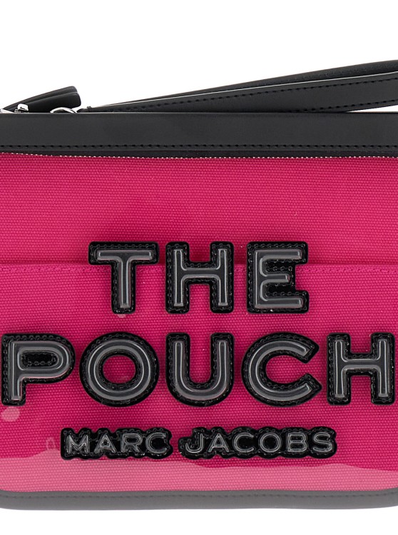 Shop Marc Jacobs The Clear Large Pouch' Fuchsia Pouch With Logo Print In Pvc In Pink