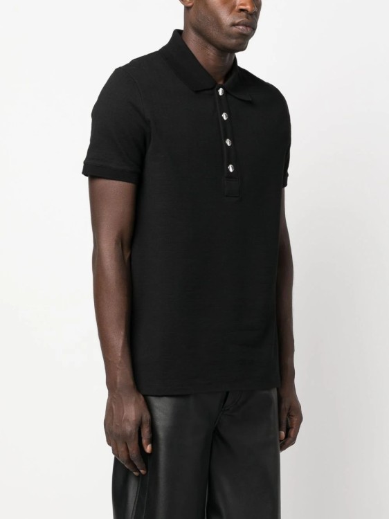 Shop Balmain Black Monogram Pattern Polo Shirt
