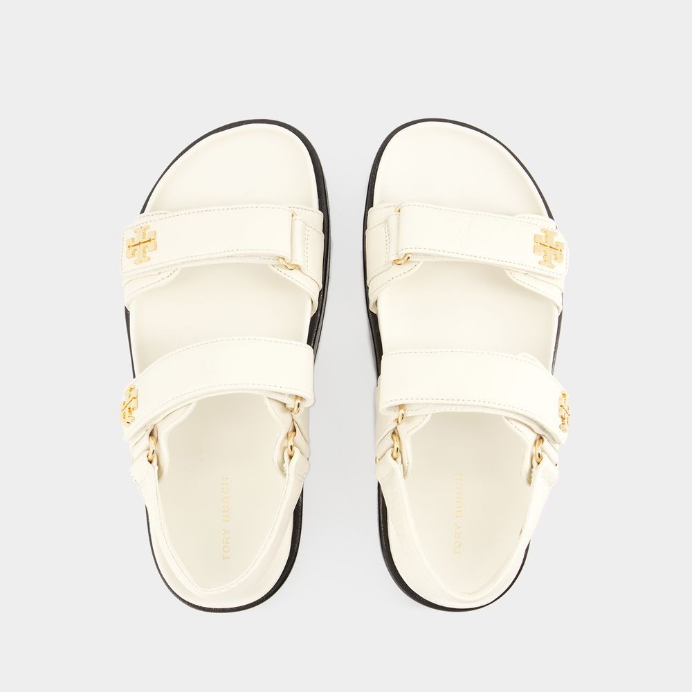 Shop Tory Burch Kira Sport Sandals - Leather - New Ivory In Neutrals