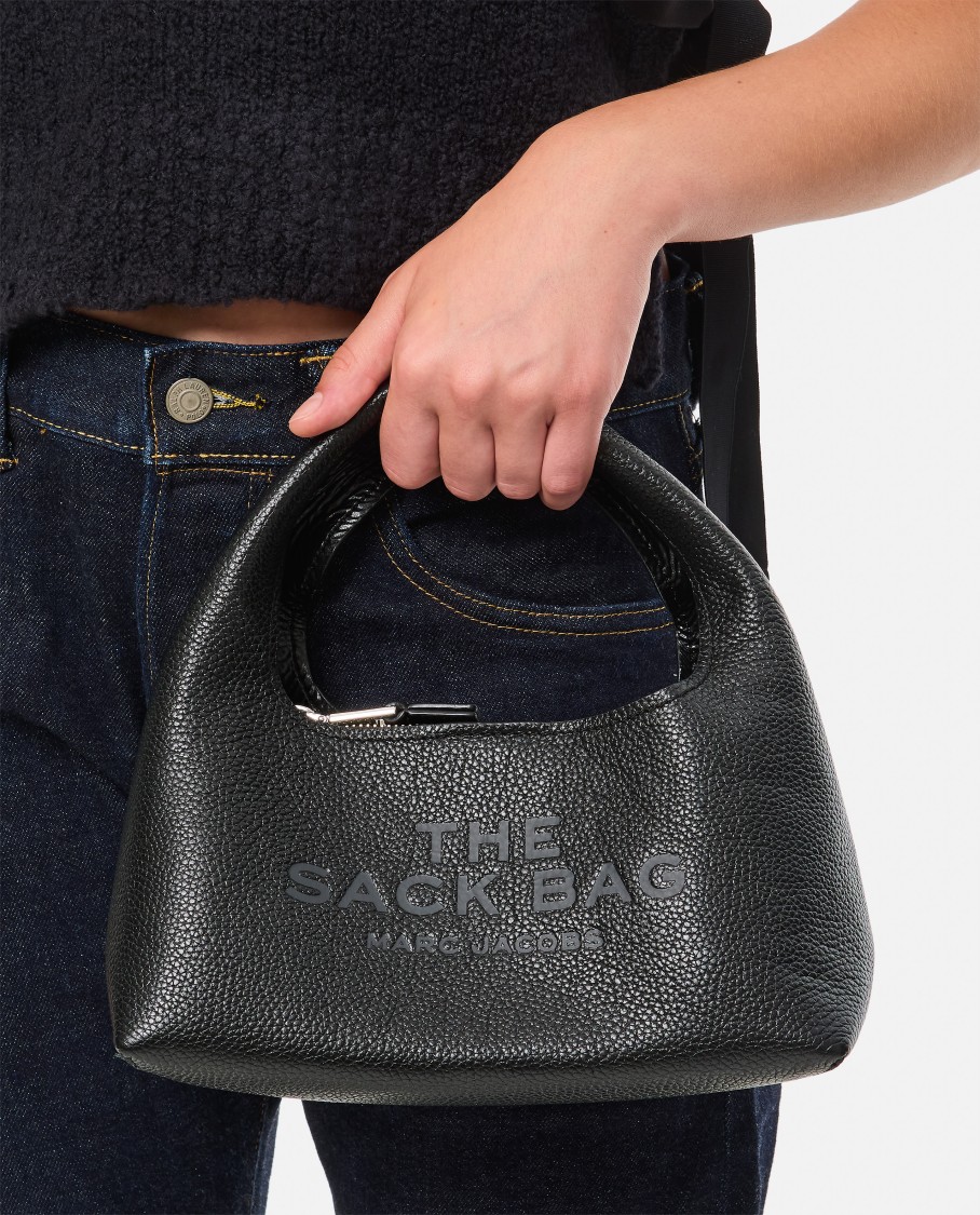 Shop Marc Jacobs The Mini Sack Leather Handbag In Black