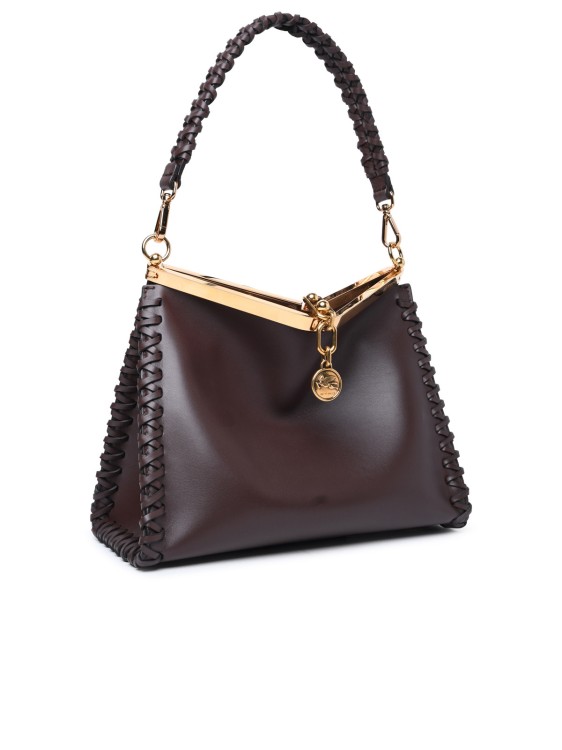 Shop Etro Vela' Small Brown Leather Bag In Grey