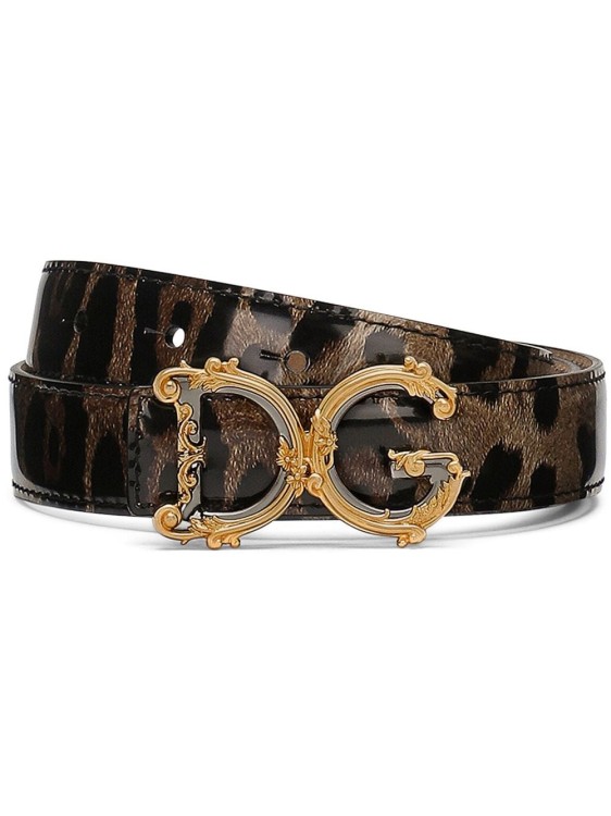 Dolce & Gabbana Dg-buckle Leopard-print Belt In Black