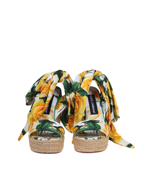 Shop Dolce & Gabbana Lolita Sandals With Yellow Rose Print In Multicolor