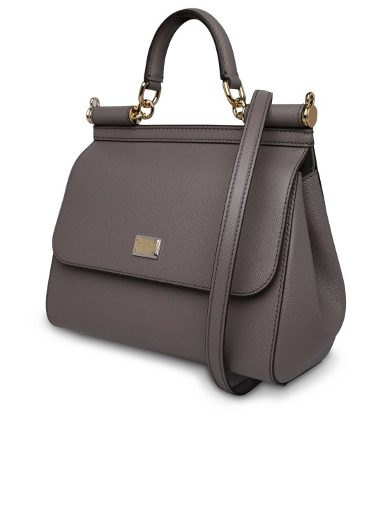 Shop Dolce & Gabbana Grey Leather 'sicily' Bag
