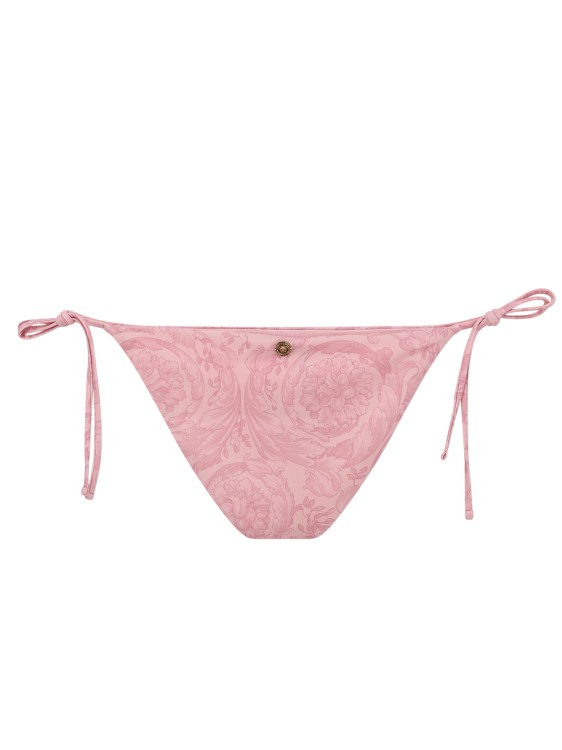 Shop Versace Stretch Econylon Bikini Slip With Baroque Print In Pink