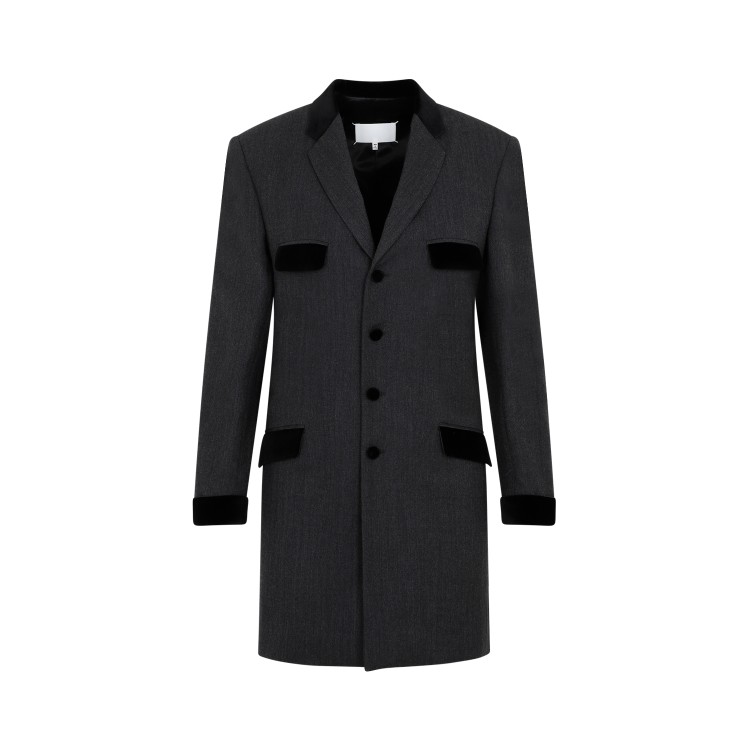 Maison Margiela Charcoal Gray Wool Long Jacket In Black