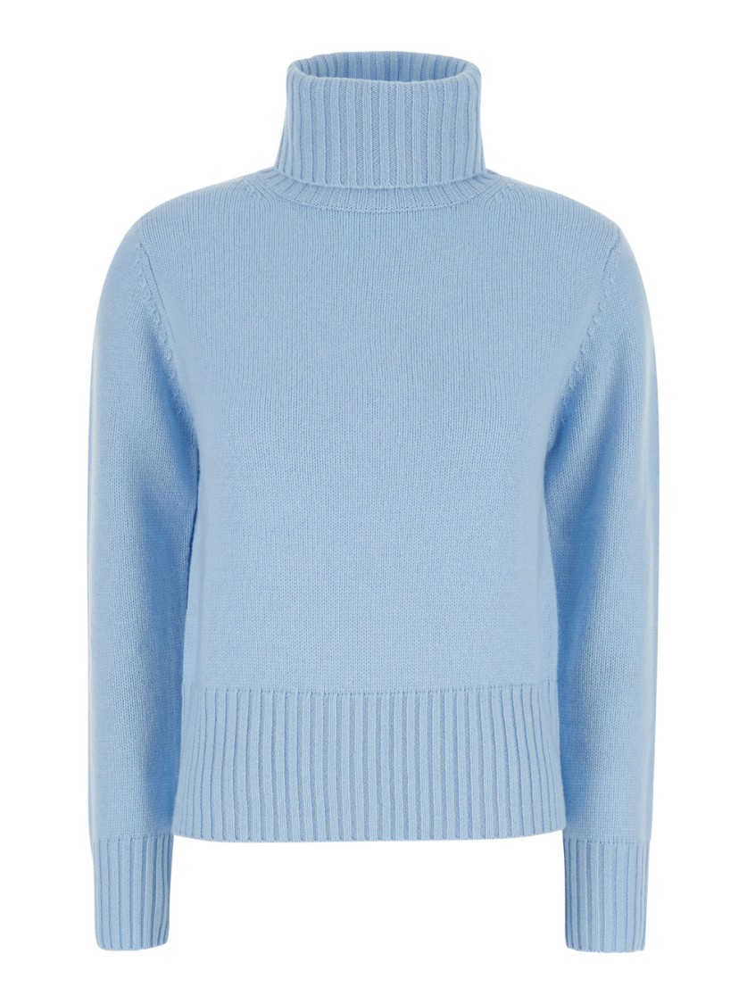 Allude Light Blue High Neck Sweater In Wool And Cashmere Woman In Blue