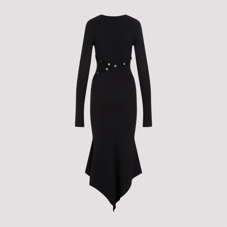 Attico Asymmetric Dress With Snap Buttons In Black