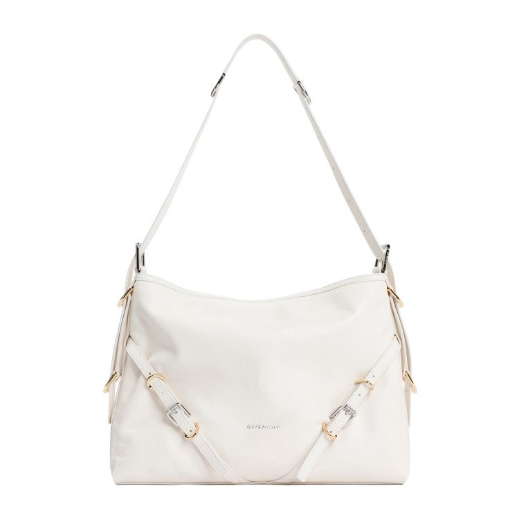 Givenchy Ivory Leather Voyou Medium Bag In White