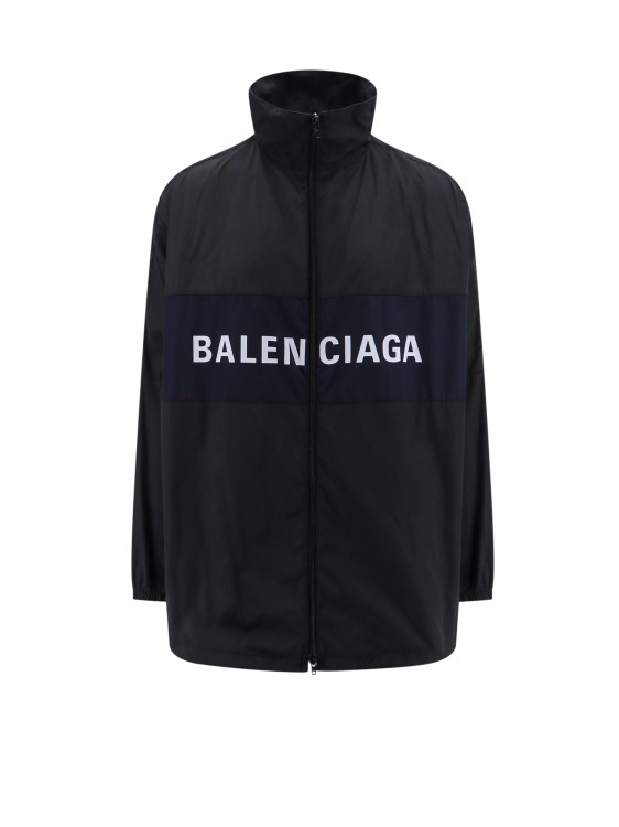 Shop Balenciaga Recycled Nylon Jacket With Frontal Print In Black