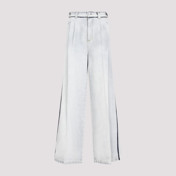 Shop Maison Margiela Light Blue Cotton Pants In White