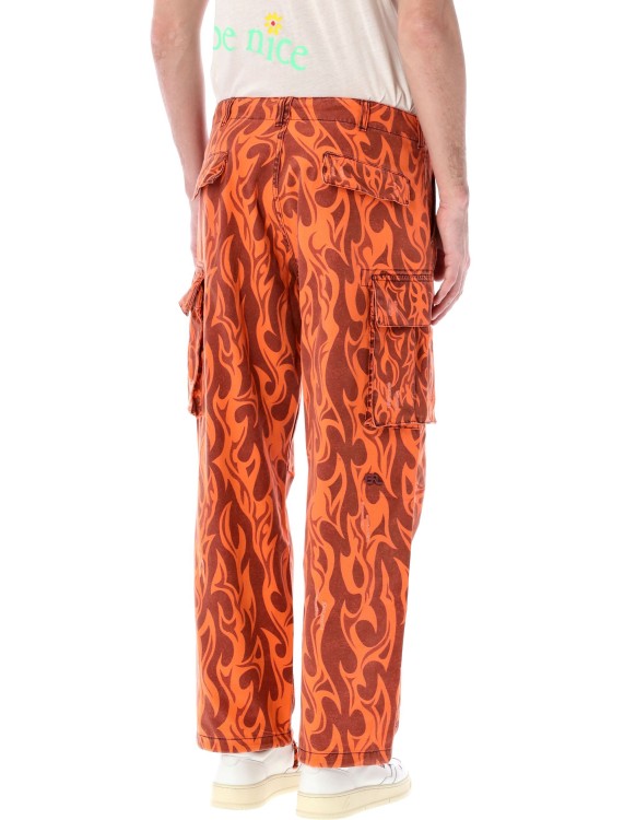 Shop Erl Printed Flame Cargo Pants In Orange