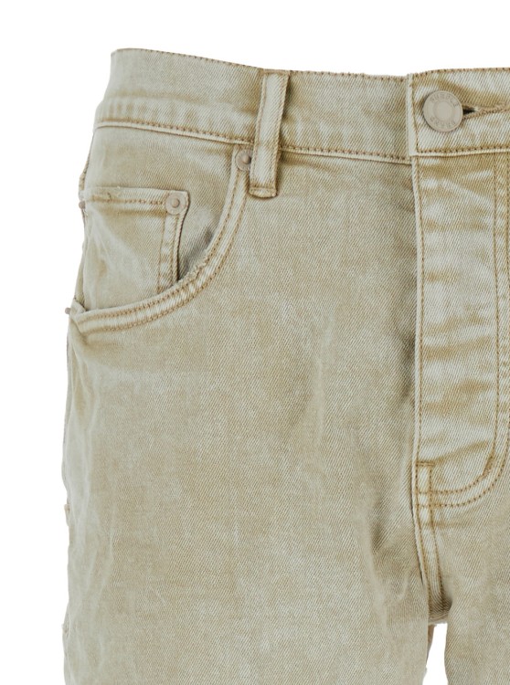 Shop Purple Brand Beige Five-pocket Jeans With Logo Patch In Cotton Blend Denim In White
