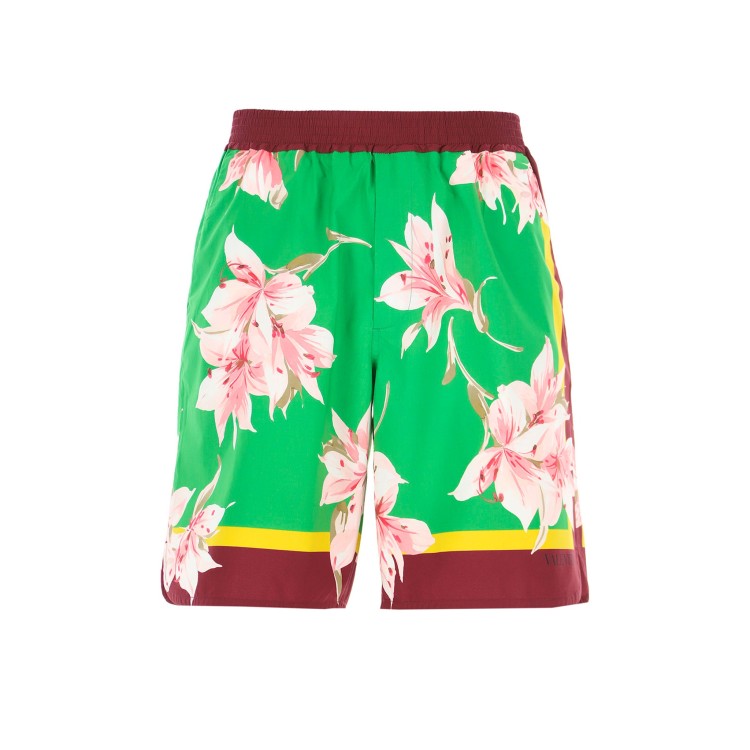 Shop Valentino Flowers Printed Bermuda Shorts In Green
