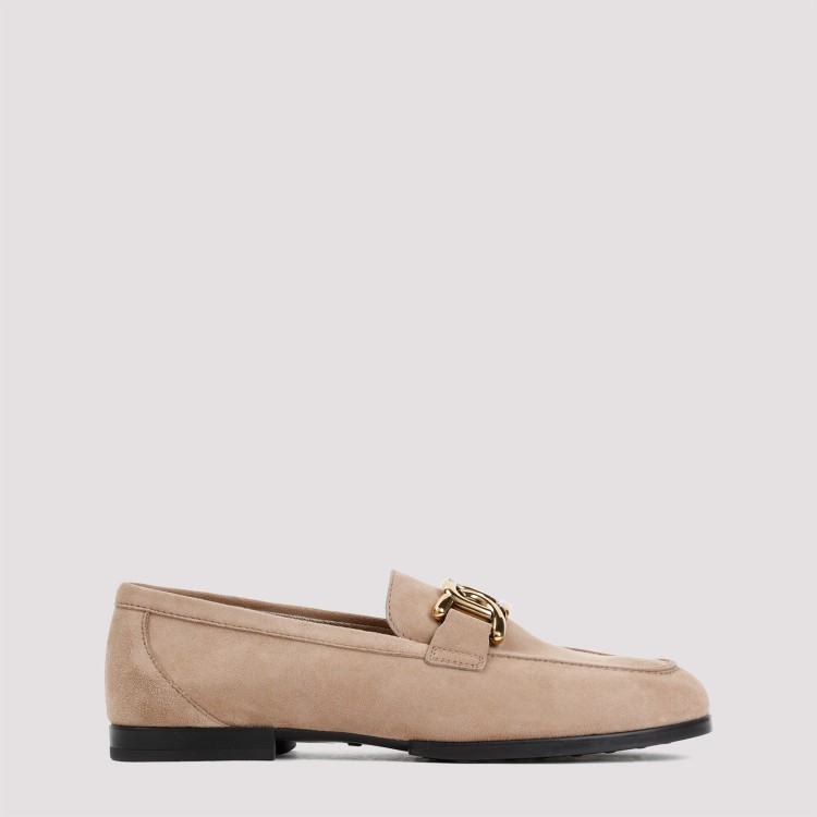 Shop Tod's Beige Cappuccino Suede Leather Loafer Rubber Sole In Neutrals