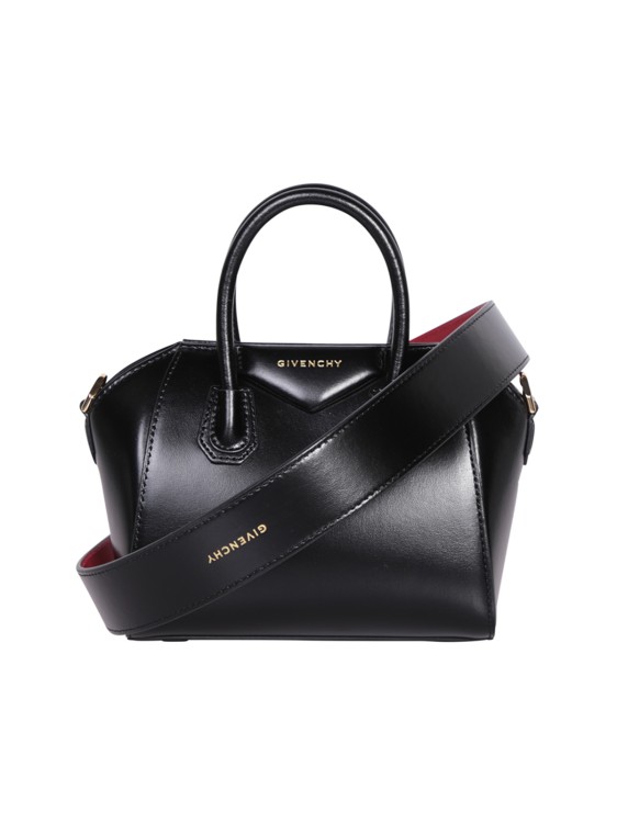 Givenchy Black Leather Logo Engraved Bag