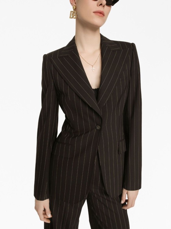 Shop Dolce & Gabbana Single-breasted Striped Blazer In Black
