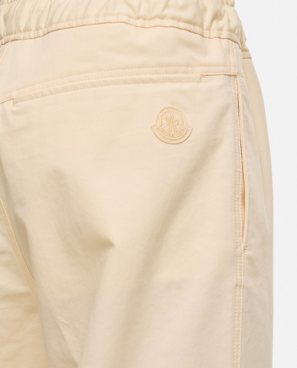 Shop Moncler Cotton Trousers In Neutrals