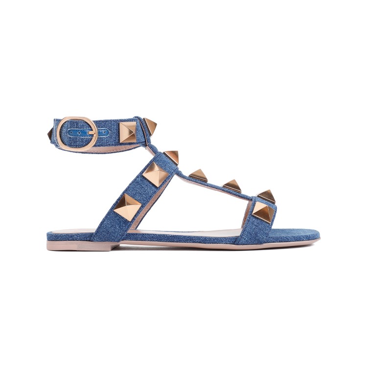 Shop Valentino Denim Cotton Sandals In Blue