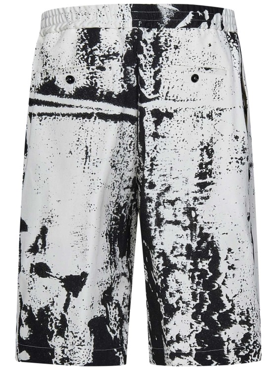 Shop Alexander Mcqueen Fold Print Cotton Bermuda Shorts In White
