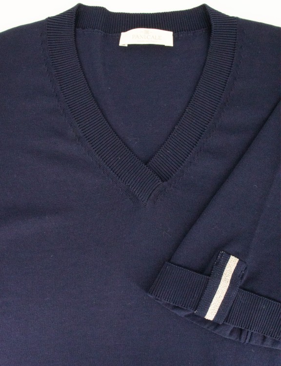 Shop Panicale Navy Blue Cotton Knit T-shirt In Black