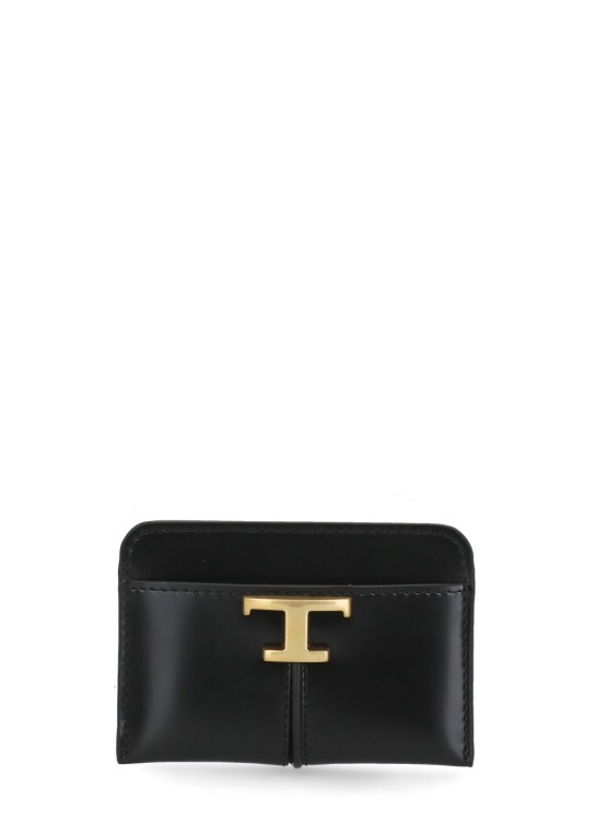 Tod's Logo-plaque Leather Card Holder In Black
