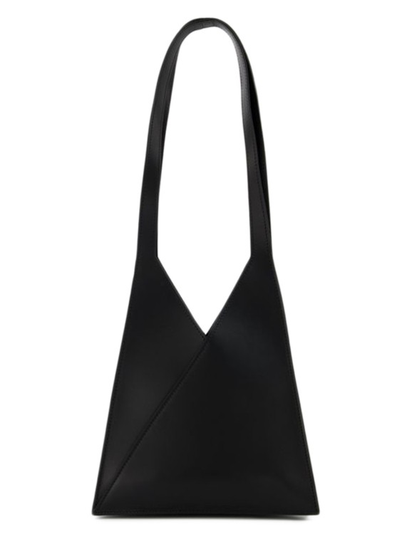 Shop Mm6 Maison Margiela Flap Japanese Hobo Bag  - Black - Leather