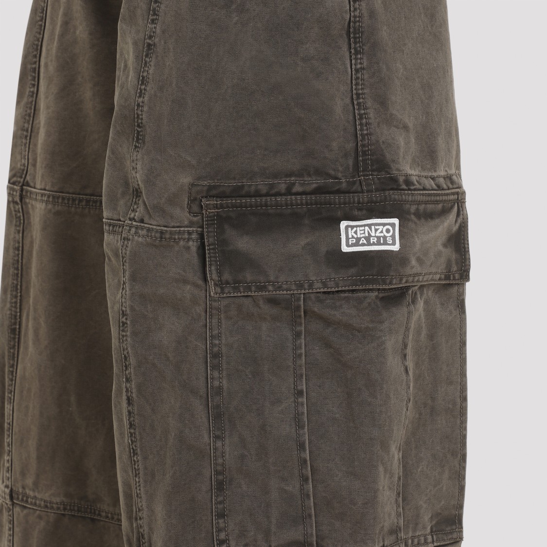 Kenzo Dyed Canvas Cargo Pants In Grey