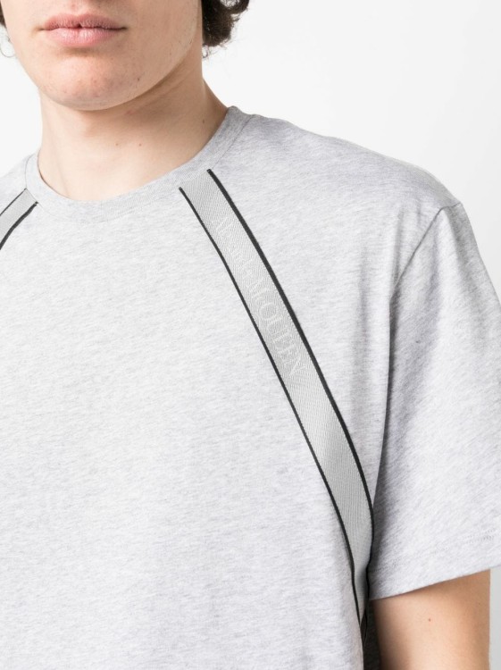 Shop Alexander Mcqueen T-shirt Logo Tape Harness Gray In Grey
