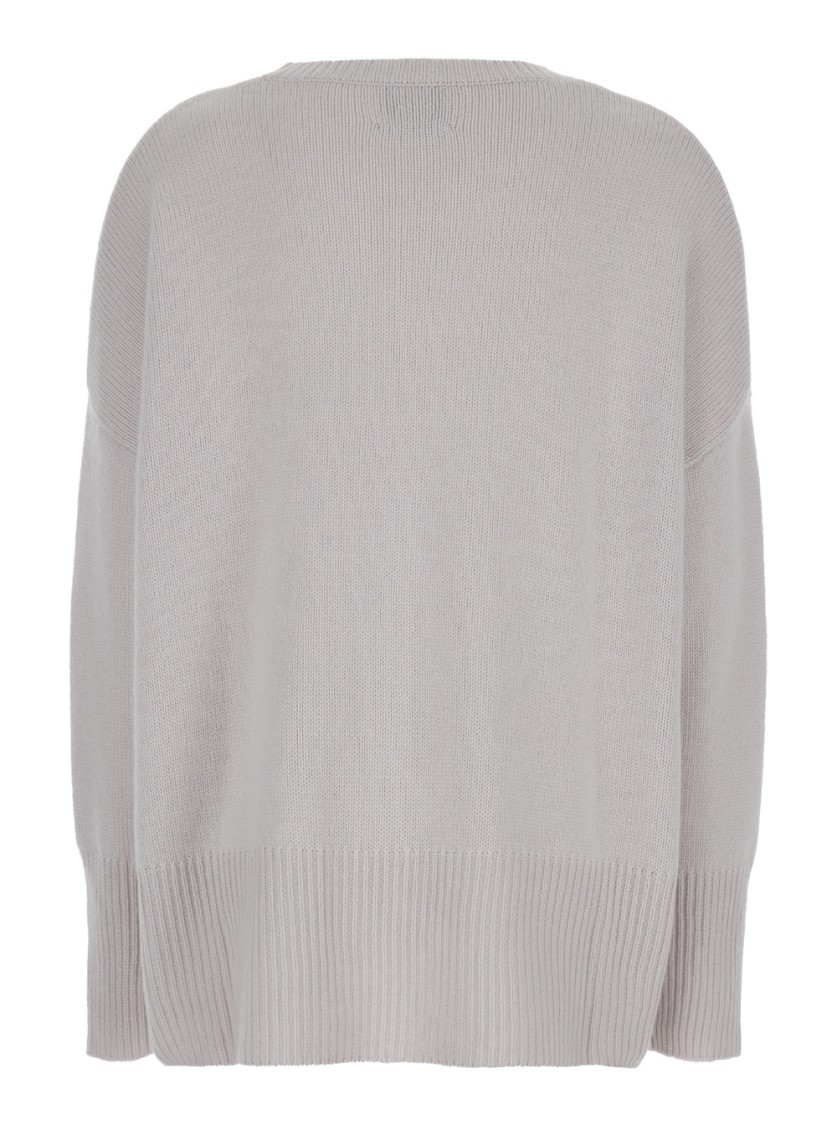 Shop Plain Grey Oversized Crewneck Sweater In Cashmere