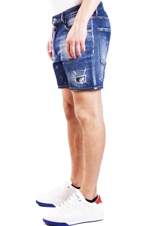 Shop Dsquared2 Blue Cotton Denim Shorts