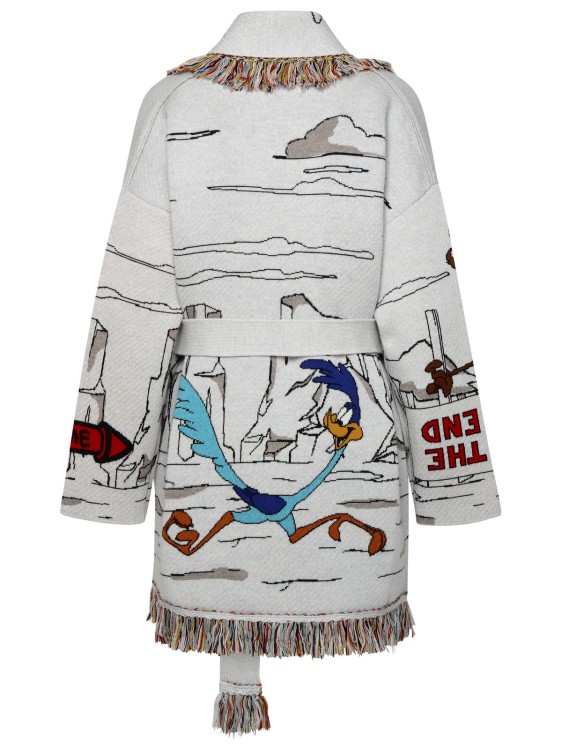 Shop Alanui Race To The South Pole Grey Virgin Wool Cardigan