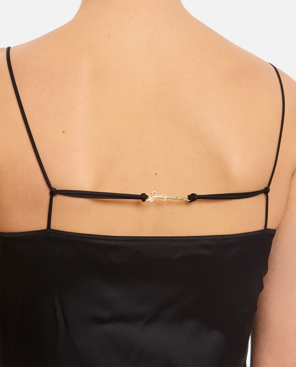 Shop Jacquemus Midi Slip Dress W/ Side Slit In Black