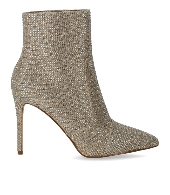 Michael Kors Rue Strass Gold Heeled Ankle Boot In Brown
