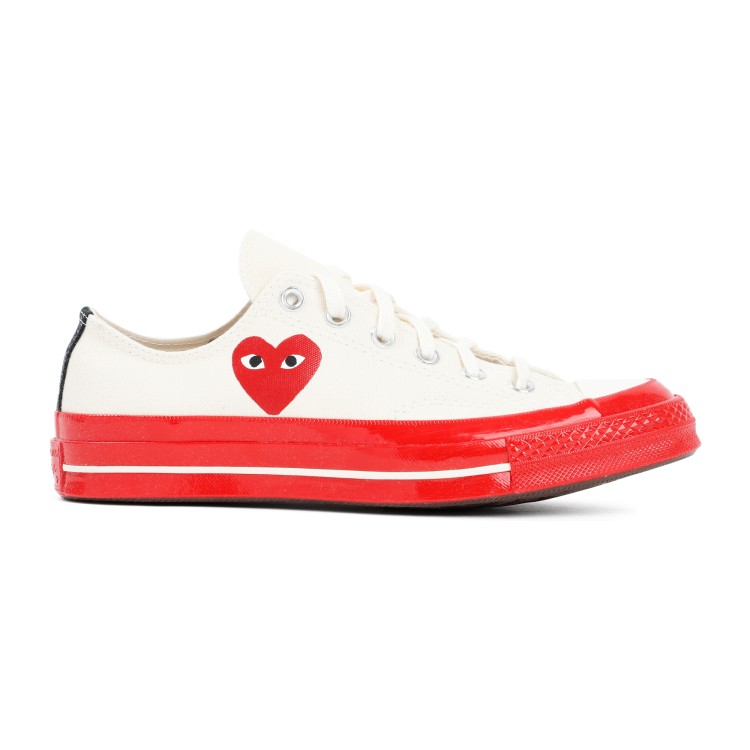 Shop Comme Des Garçons Low Top White Canvas Sneakers