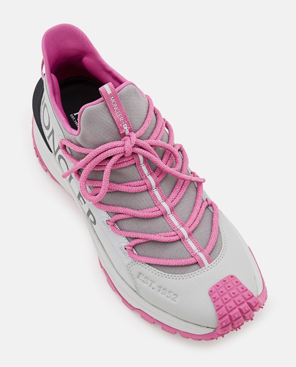 Shop Moncler Pink Lace-up Sneakers In Grey